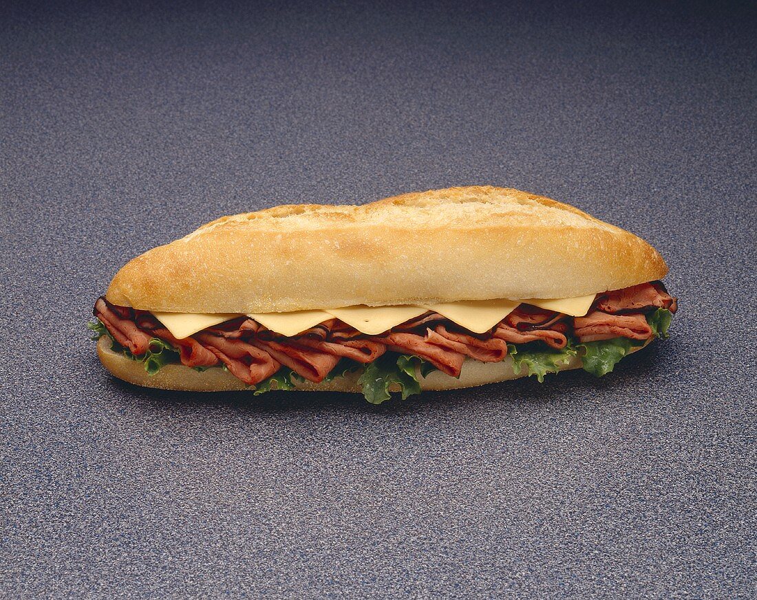 Roast Beef and American Cheese Submarine Sandwich