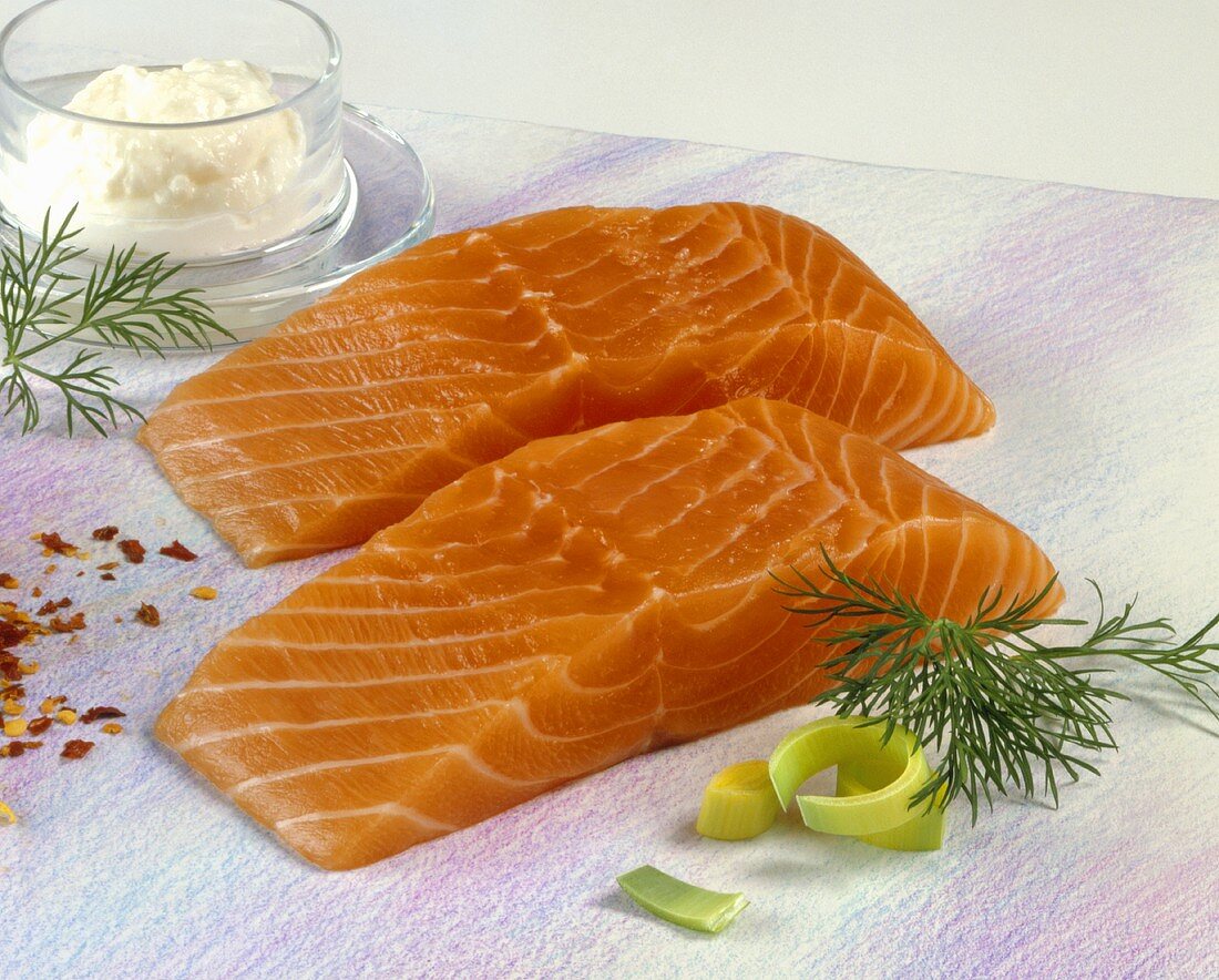 Two pieces of salmon fillet