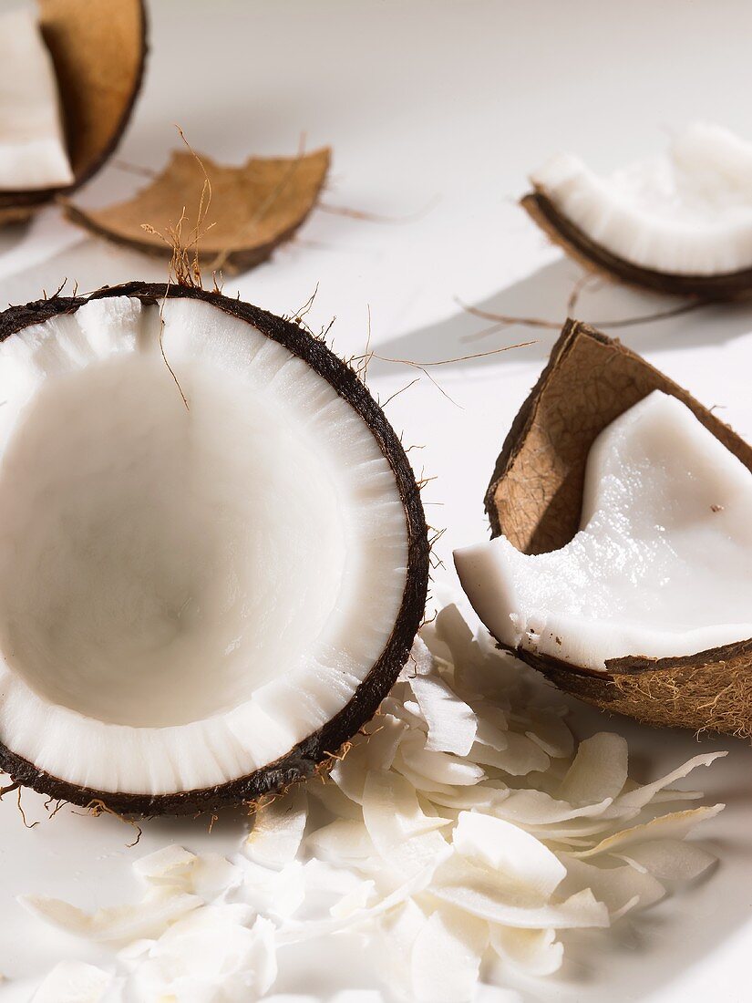 An opened coconut