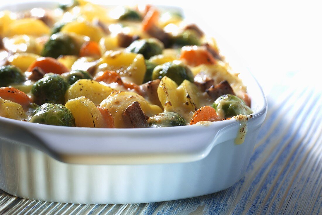 Brussels sprout and potato gratin