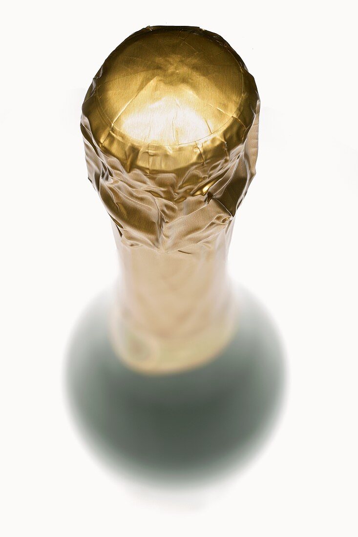 A sparkling wine bottle
