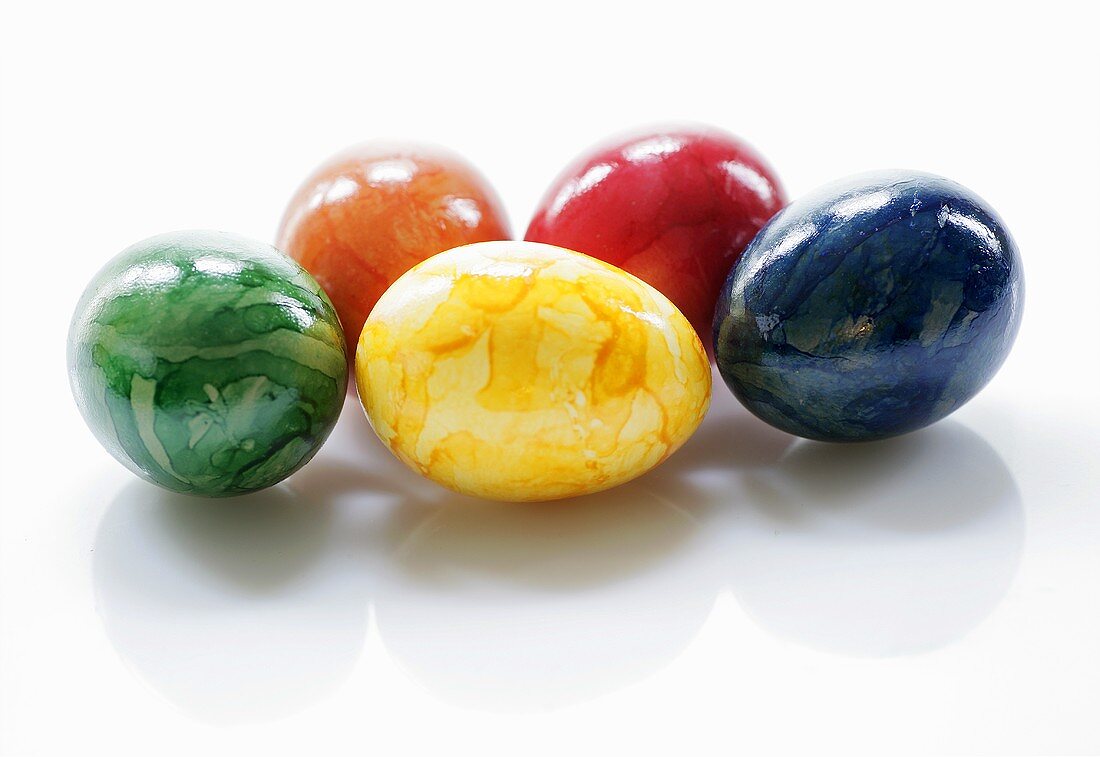 Five coloured eggs