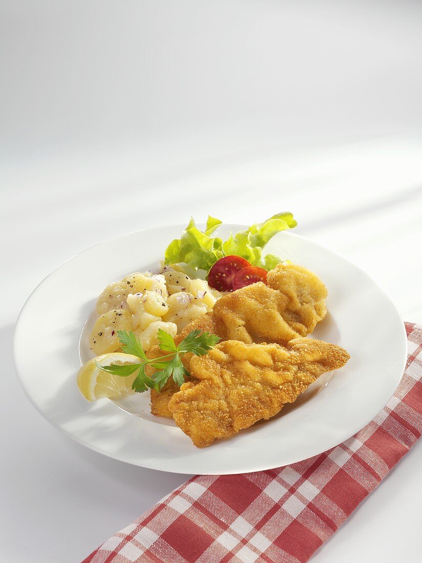 Wiener Schnitzel (veal escalope) with potato salad