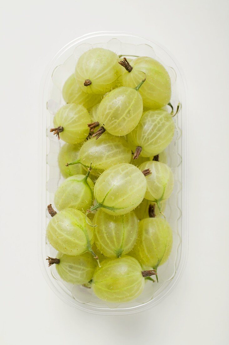 Gooseberries in a plastic punnet