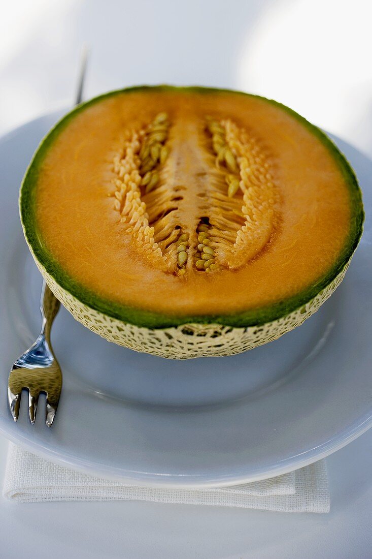 Half a cantaloupe melon