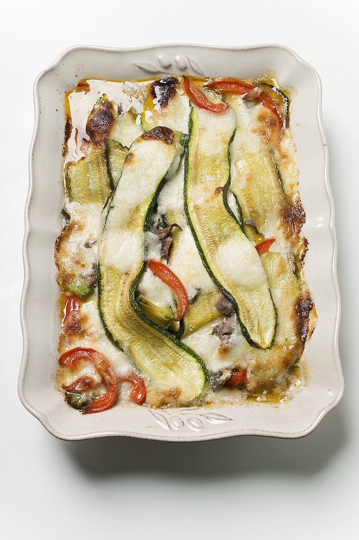 Paprika-Zucchini-Gratin