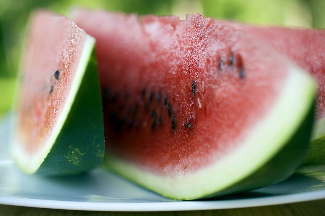 Three slices of watermelon