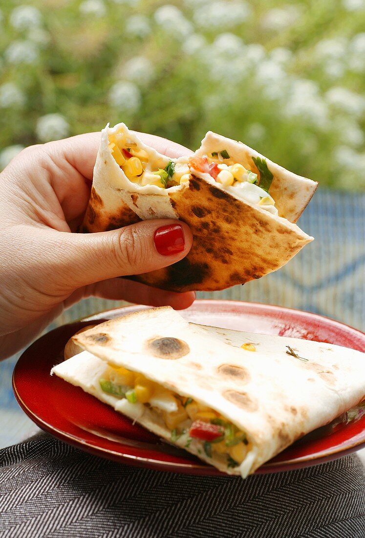 Quesadillas with sweetcorn filling