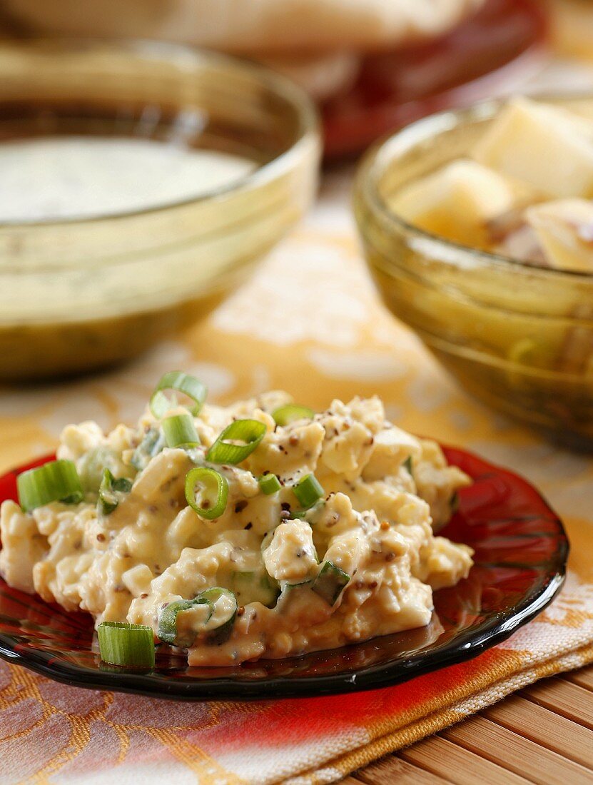 Egg salad with spring onions