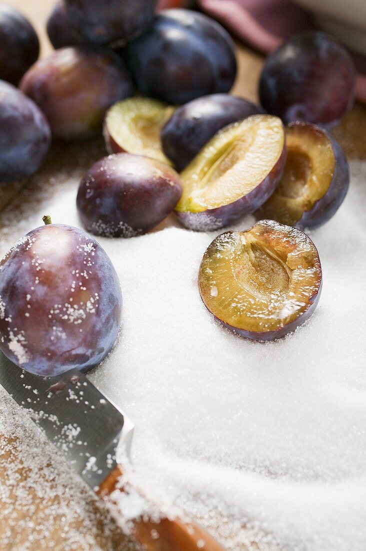 Damsons and sugar