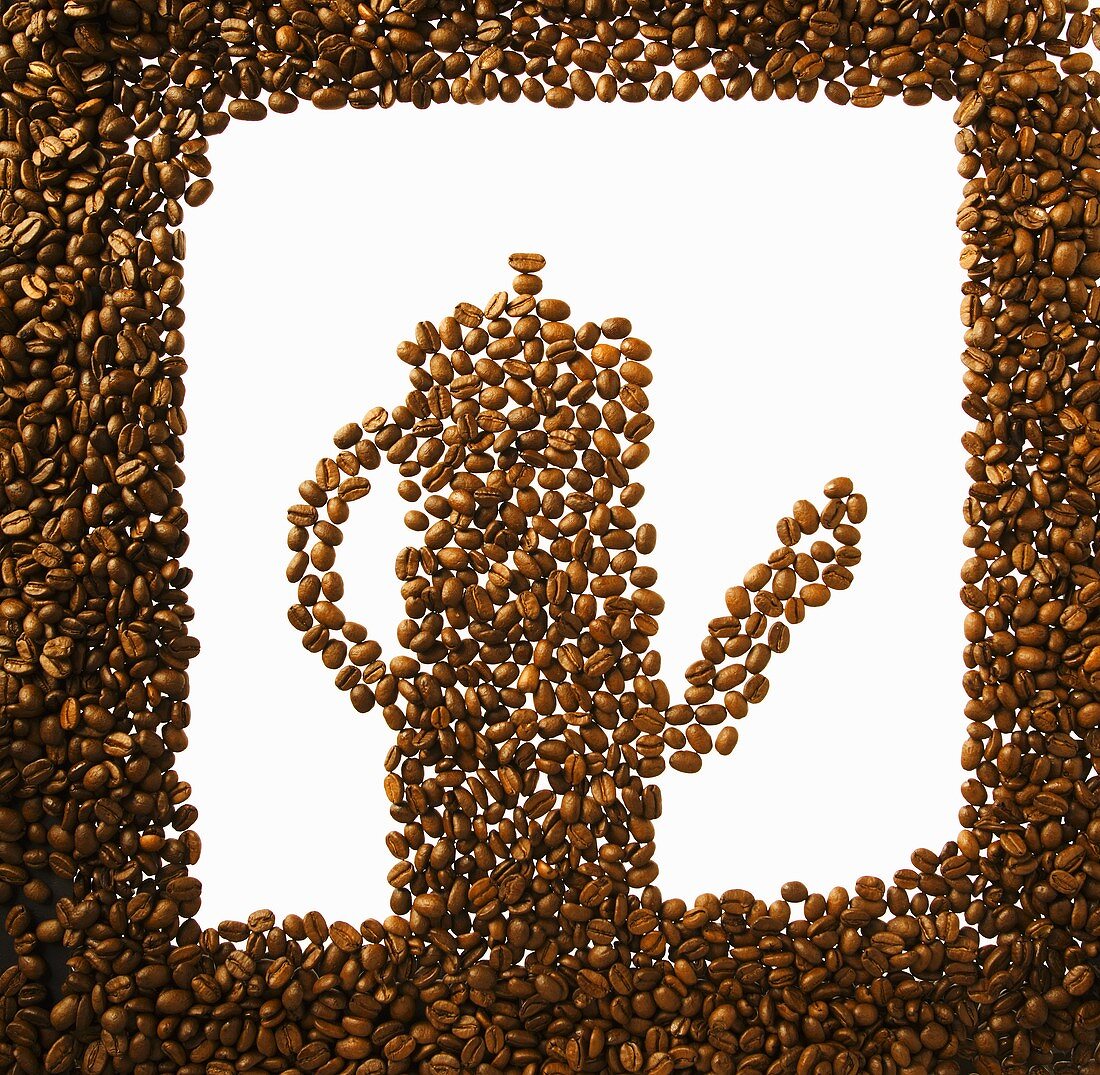 Kaffeebohnen in Form einer Kaffeekanne