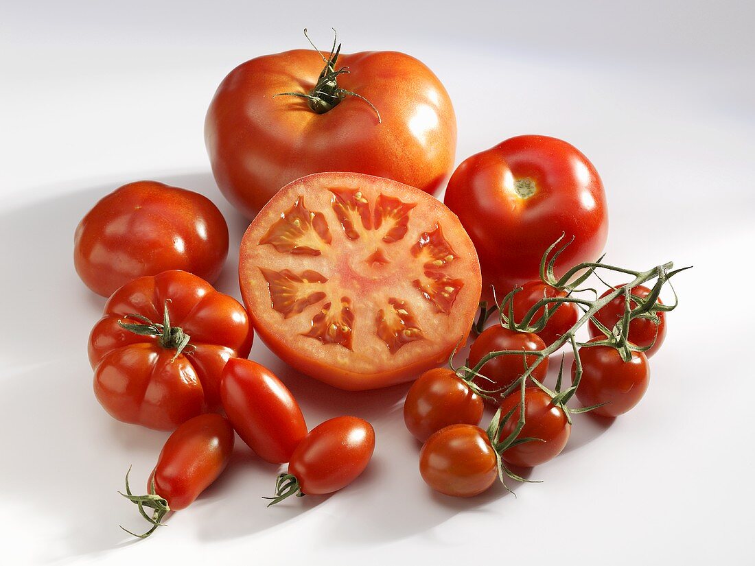 Various types of red tomatoes