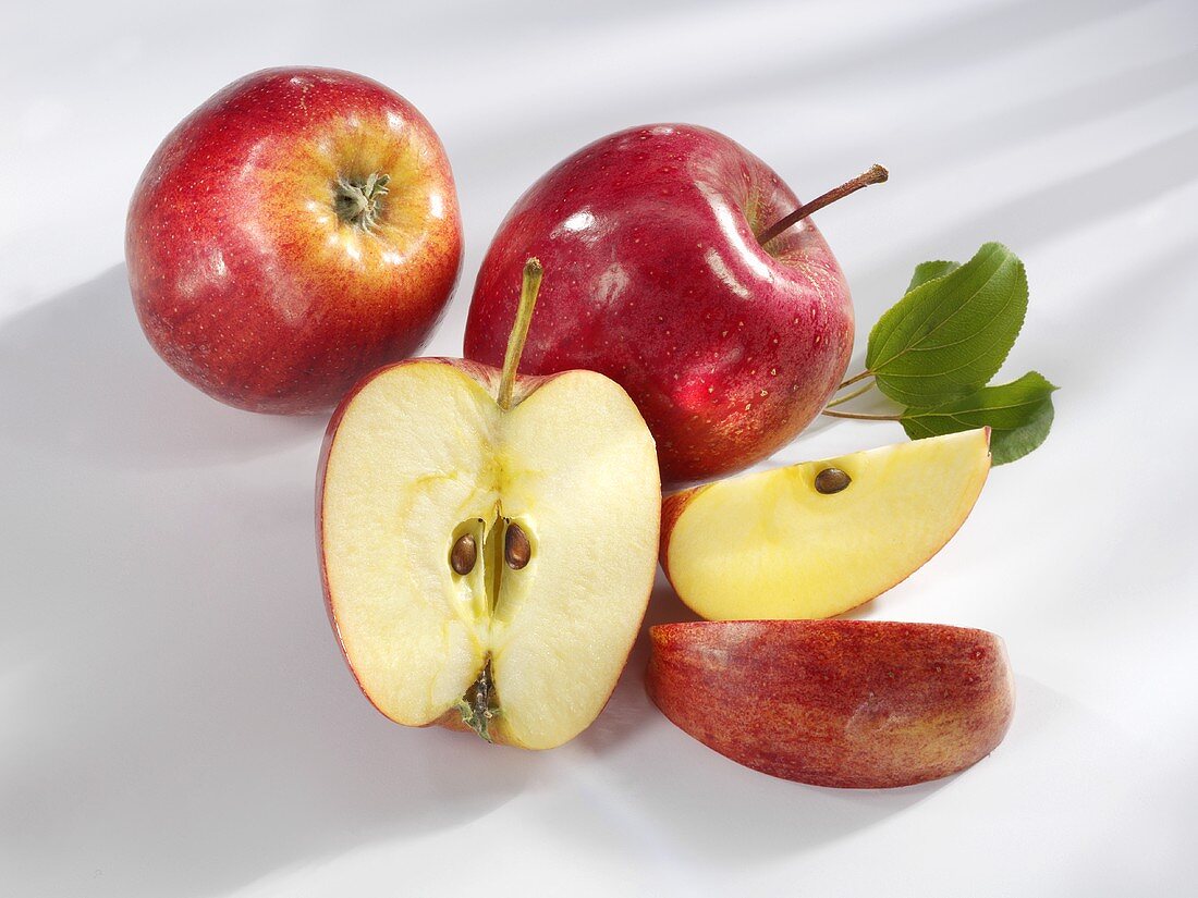 'Royal Gala' apples, whole and cut into pieces