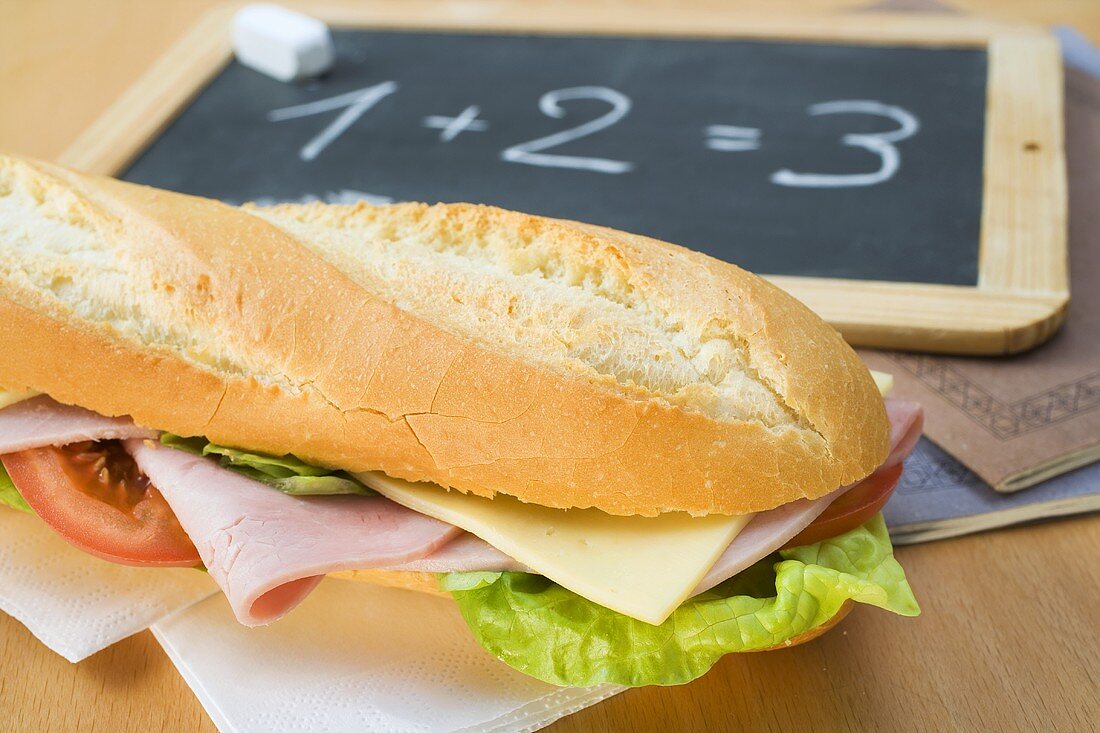 A ham and cheese sandwich for school