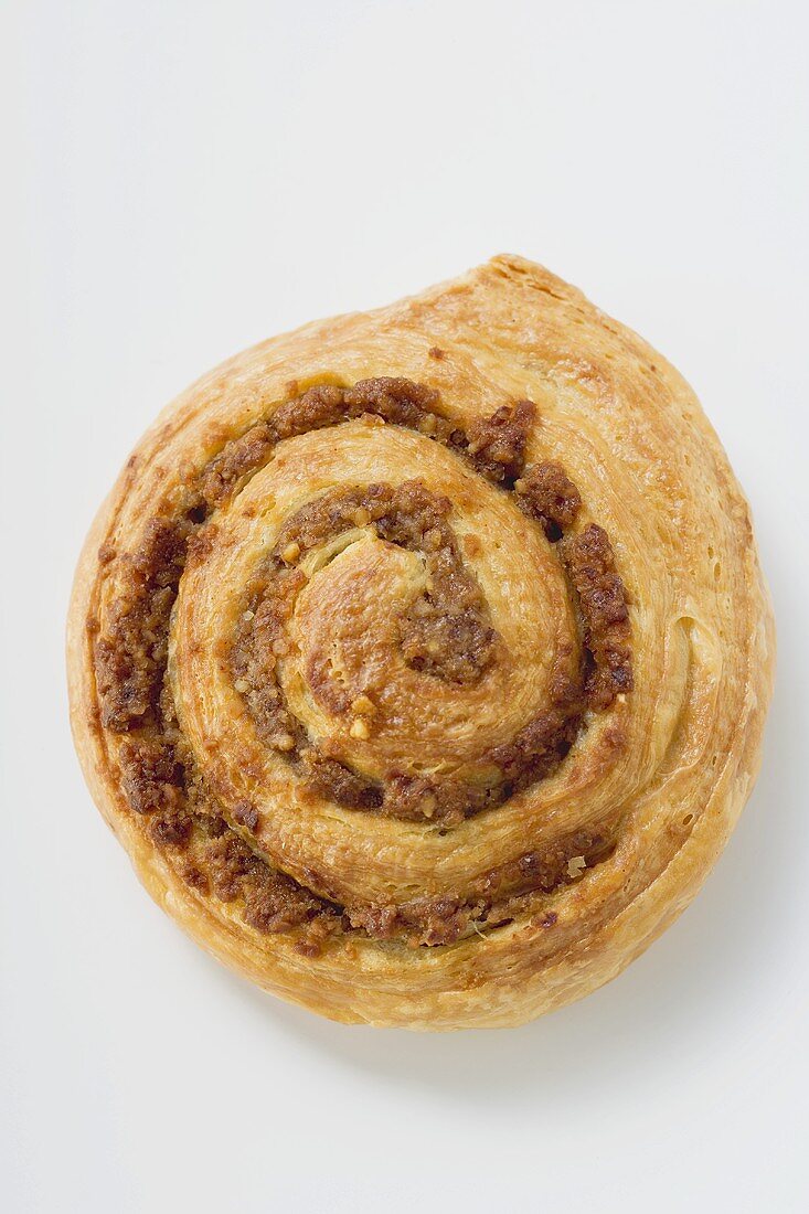 A Danish pastry snail with nut filling