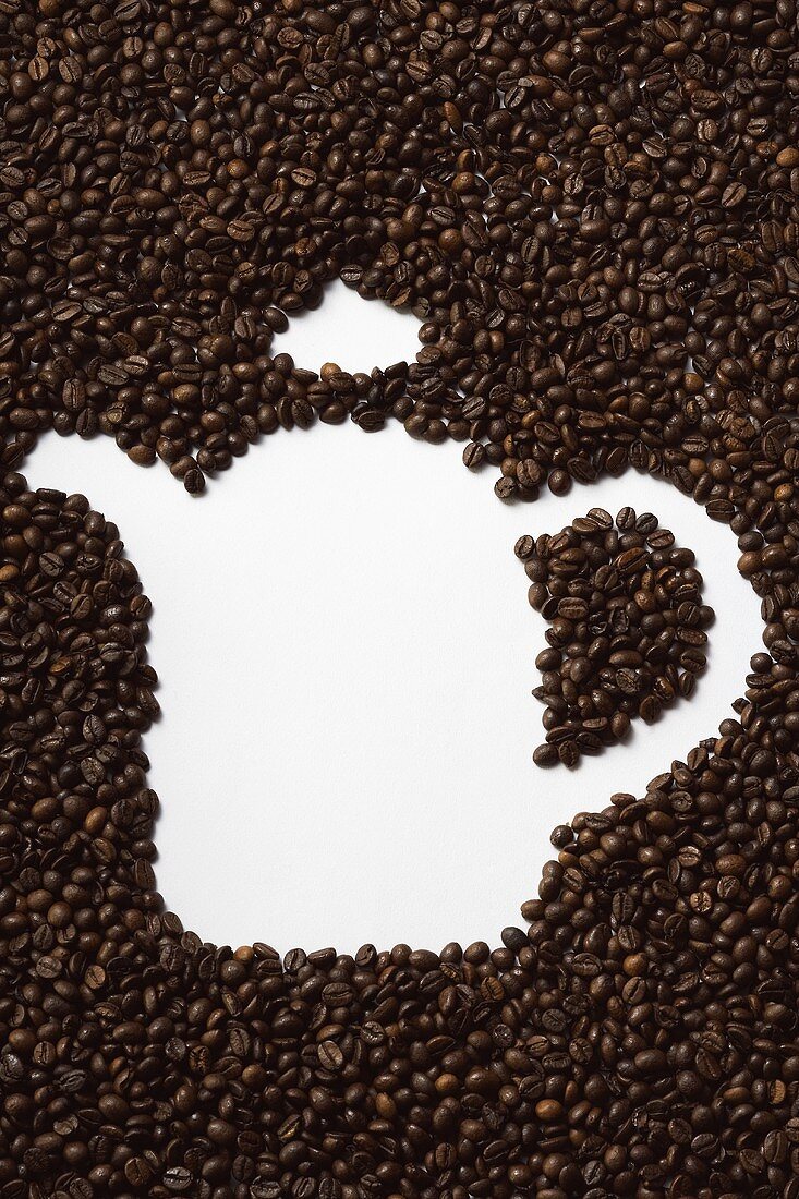 Kaffeebohnen in Form einer Kaffeekanne