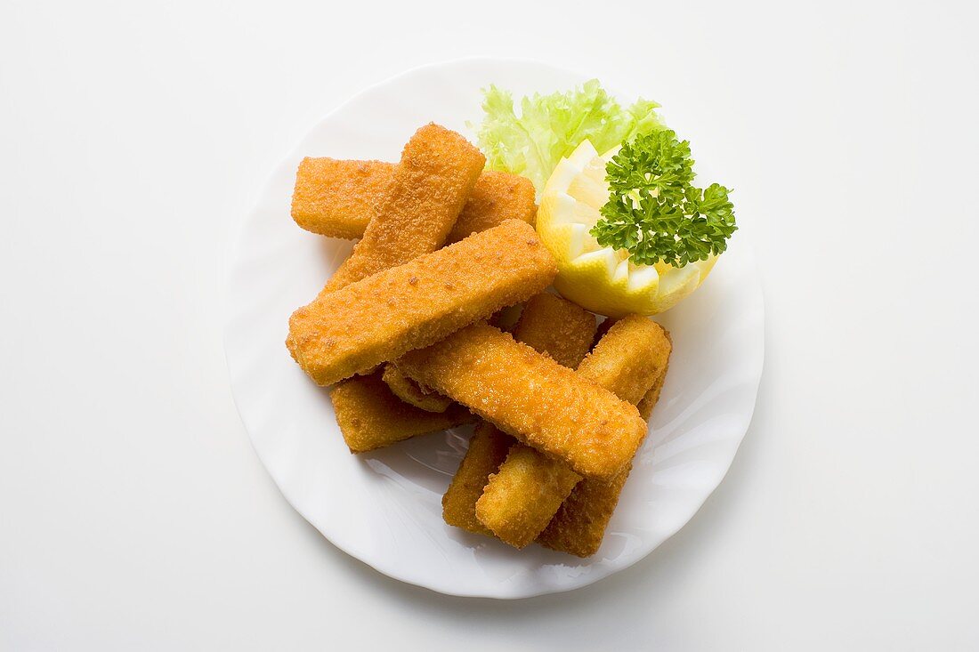 Fish fingers on a plate