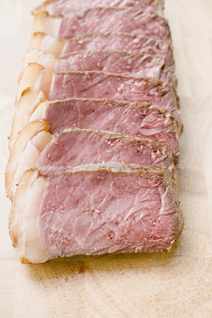 Double entrecôte, sliced