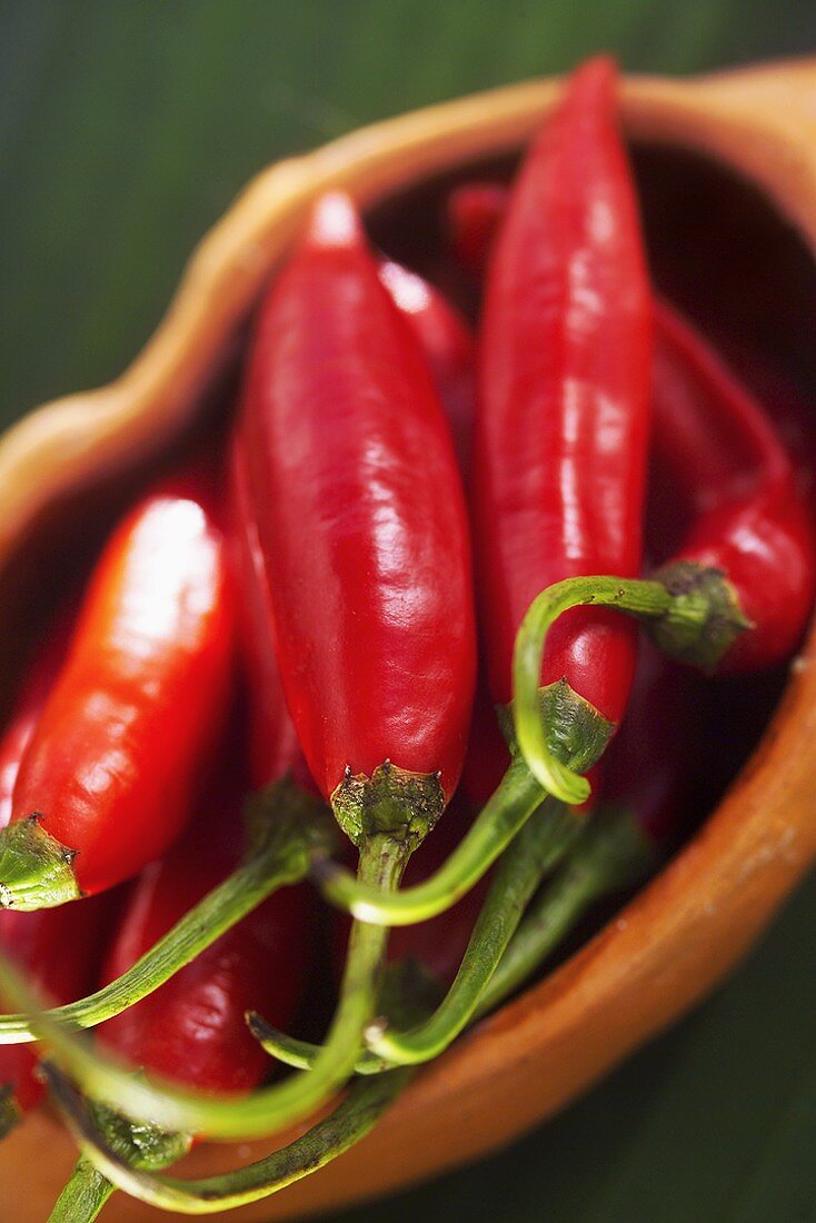 Red chillies in a small dish