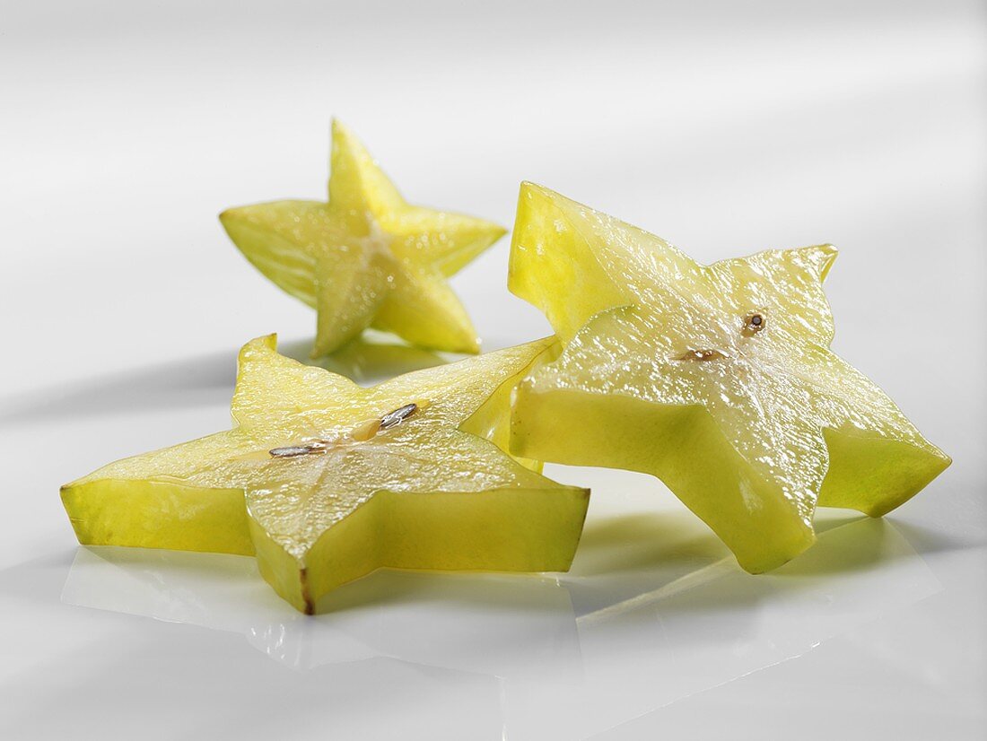 Three slices of carambola