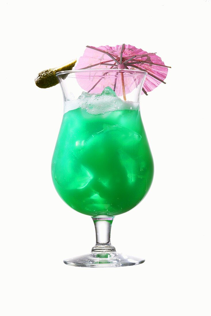 Green cocktail with Blue Curacao