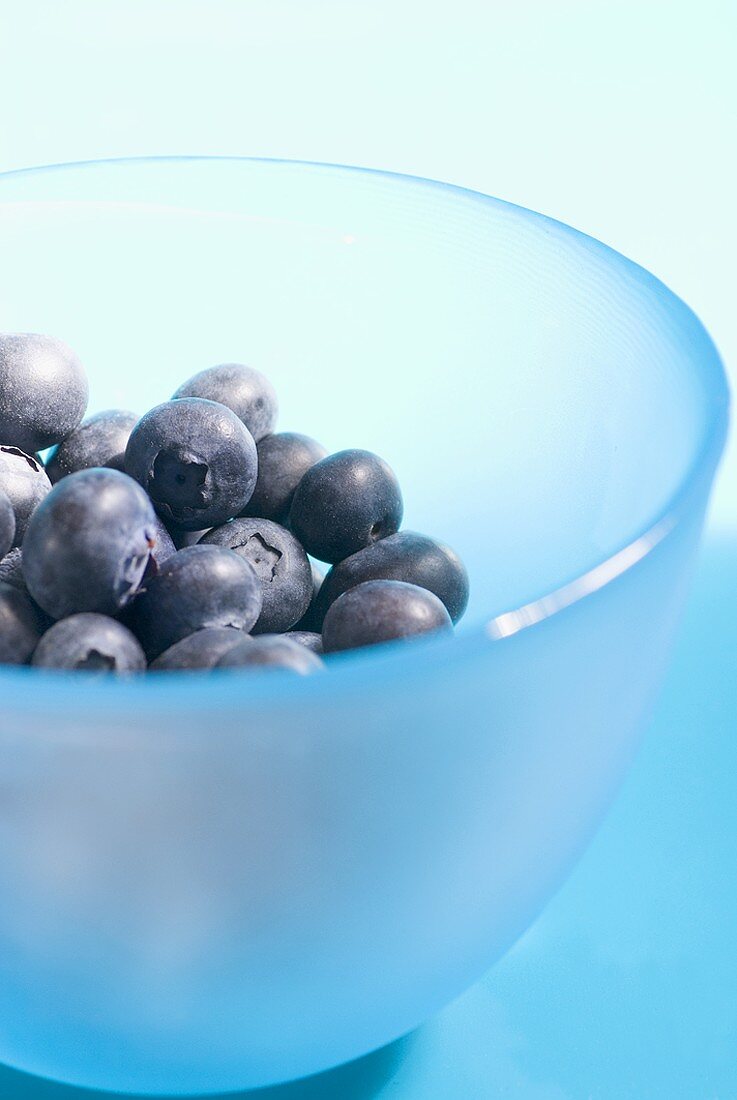 Blueberries in small blue bowl