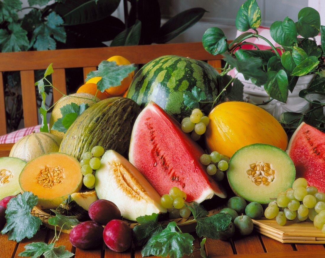 Assorted melons and other fruit