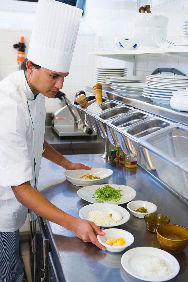 A chef with various ingredients