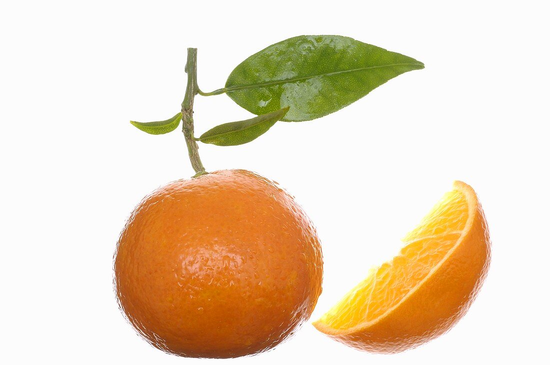 Whole orange and wedge of orange
