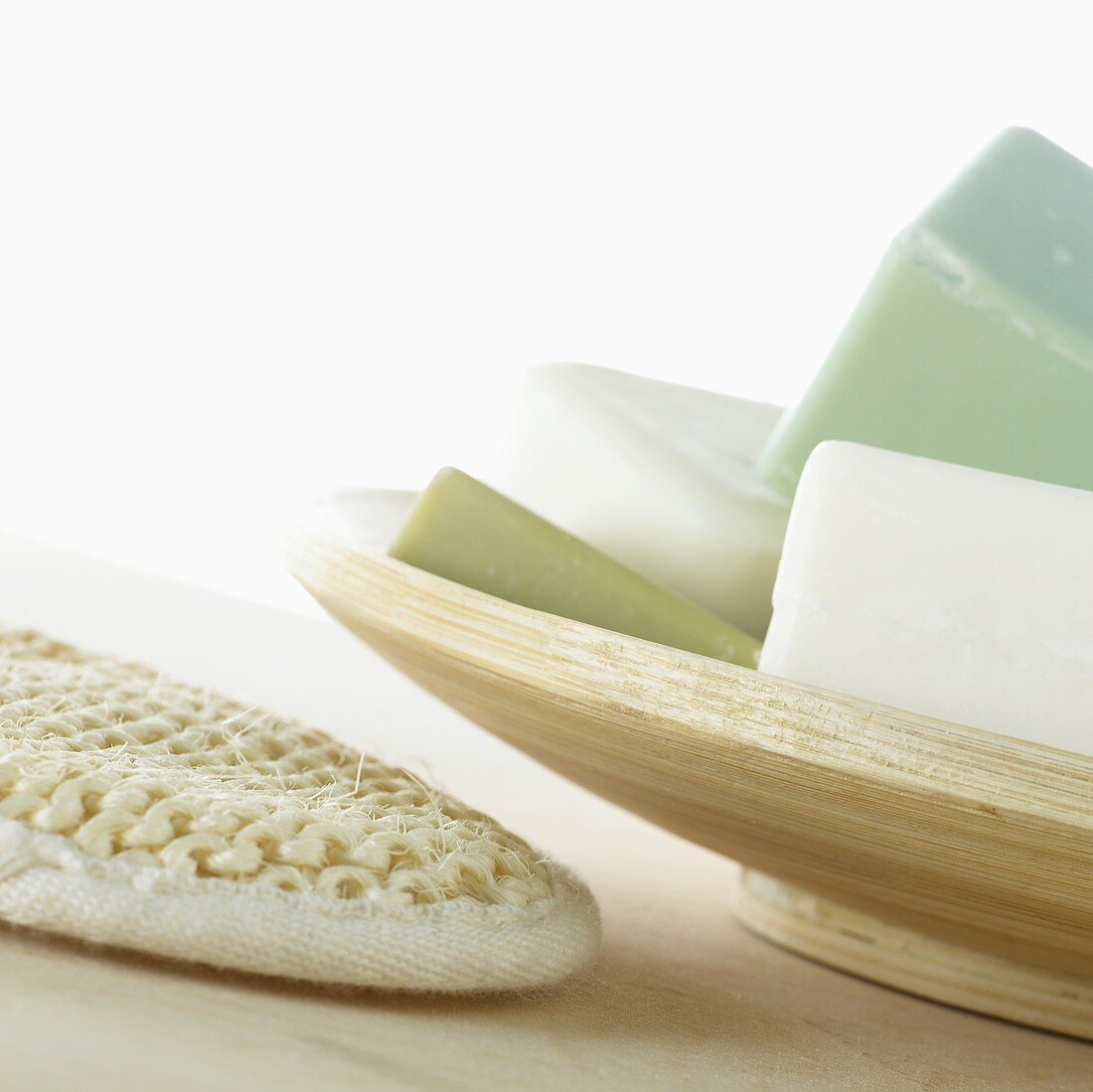 Several soaps in soap dish