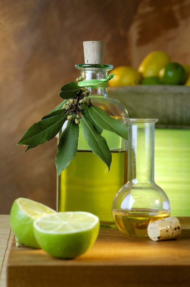 Olivenöl und Limetten