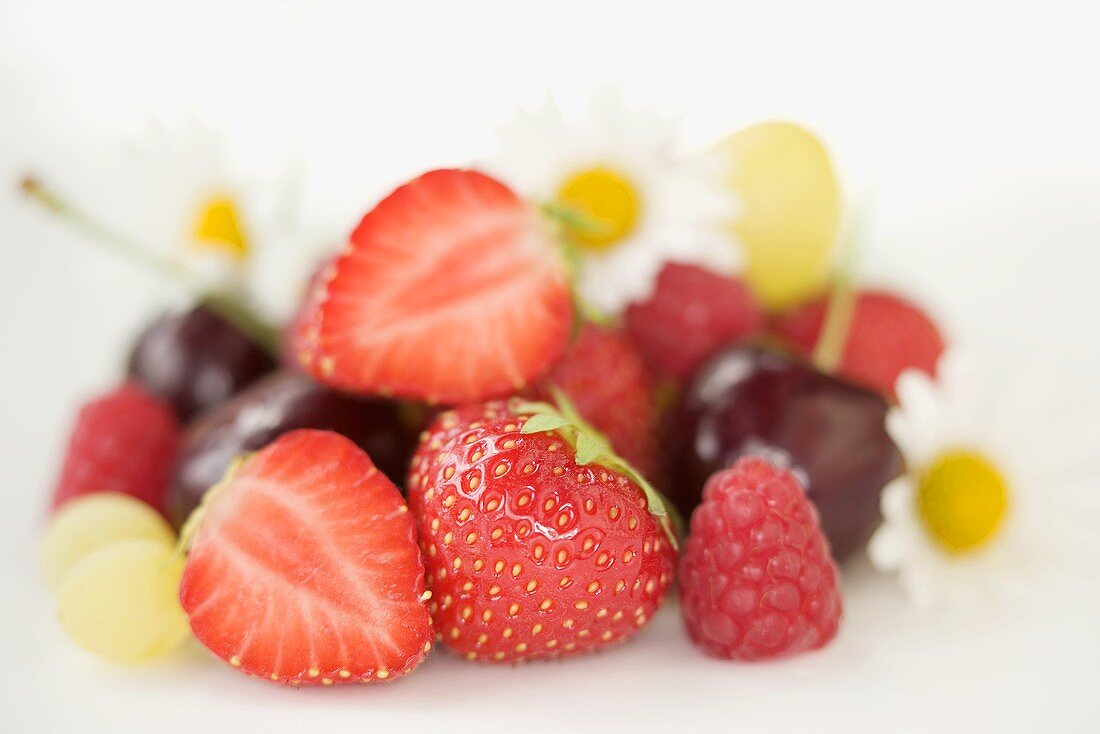 Fresh berries, grapes and cherries