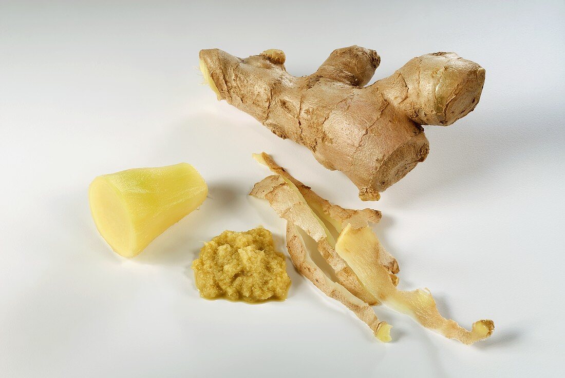 Ginger root and grated ginger