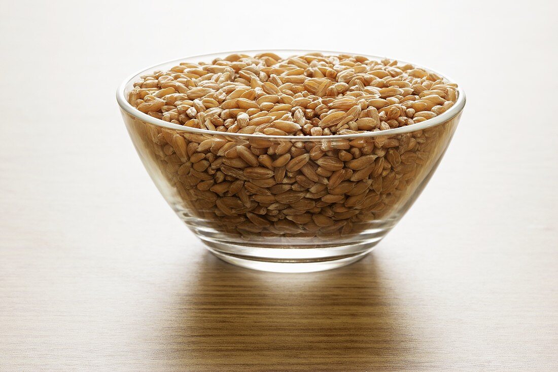 Spelt in a glass bowl