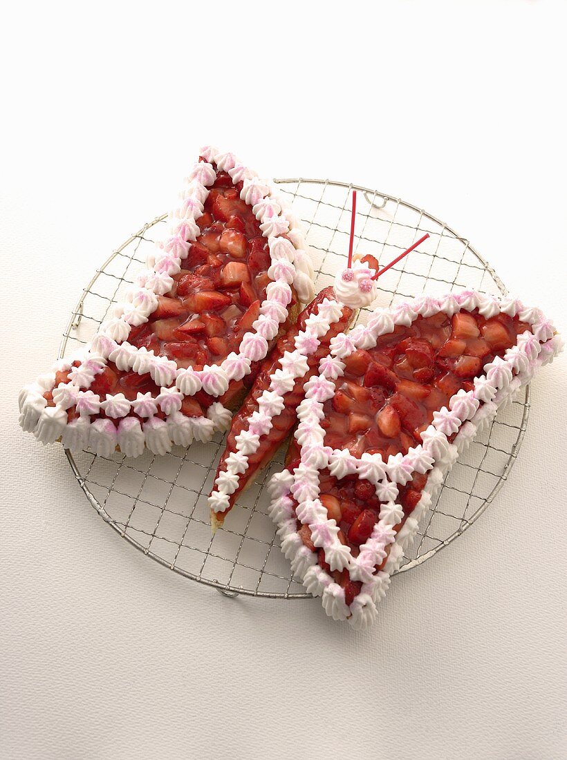 Strawberry cake in the shape of a butterfly