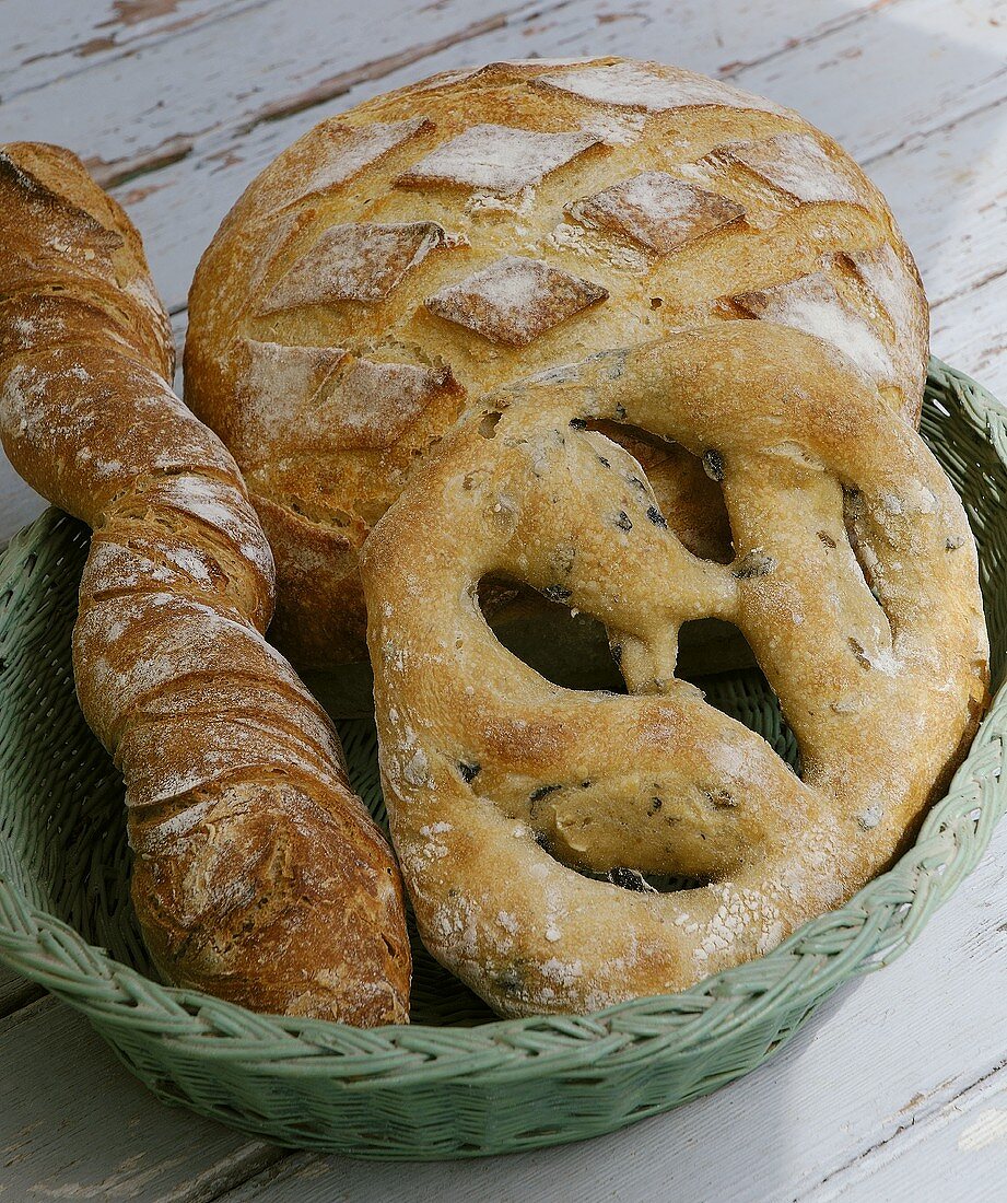 Französisches Landbrot, Fougasse & Stangenbrot mit Buchweizen