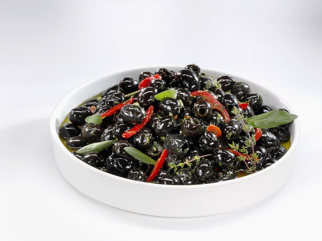 Marinated black olives