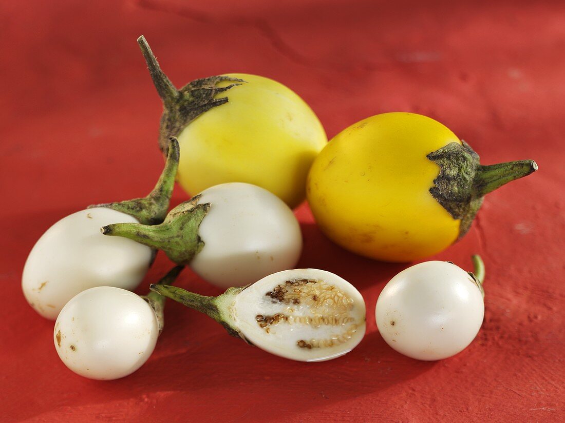 White and yellow Thai aubergines