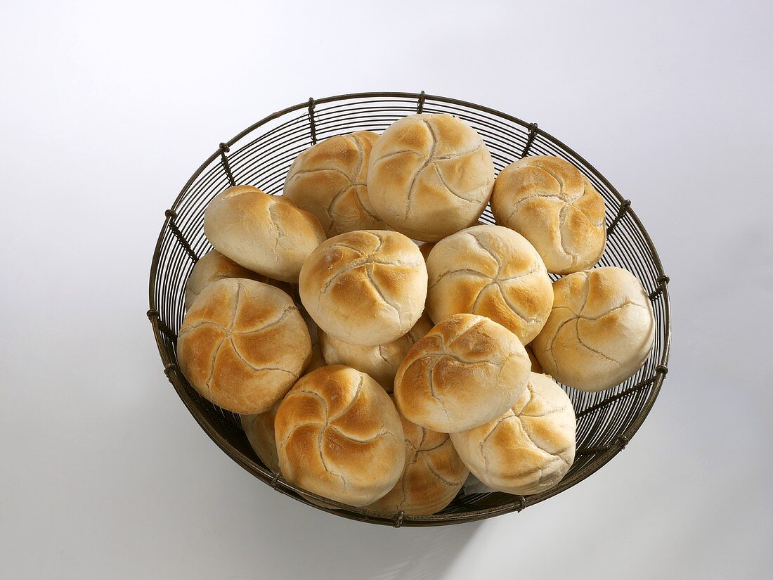 White bread rolls in a bread basket