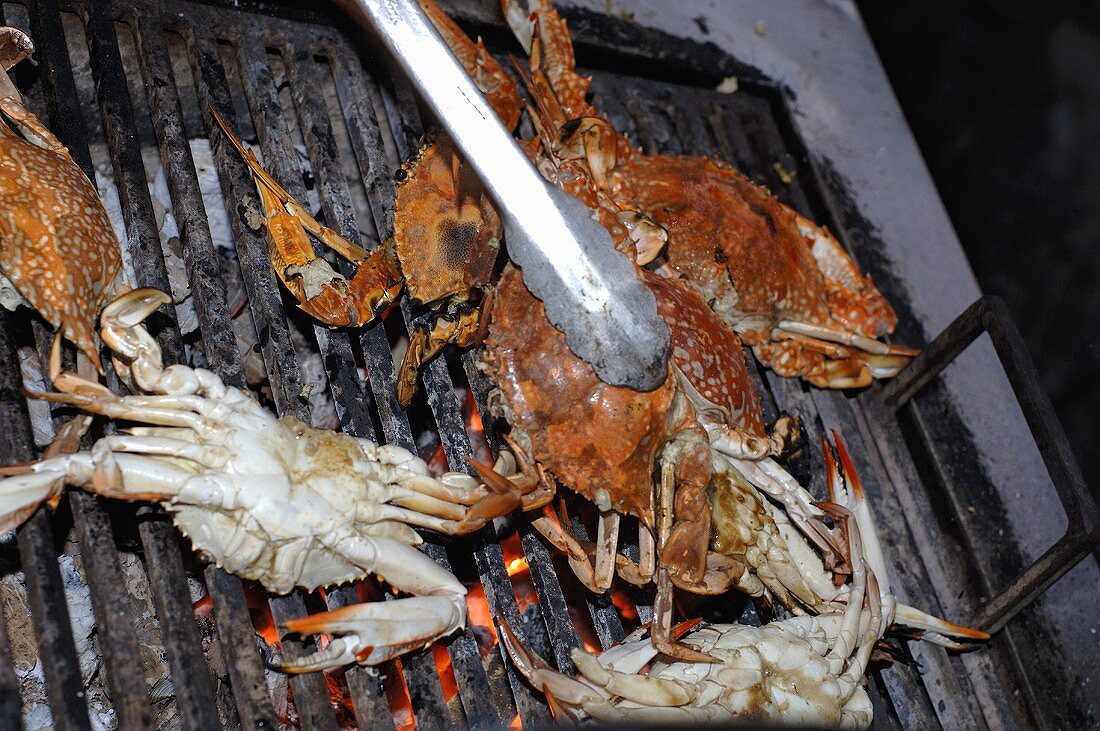 Crabs being barbecued