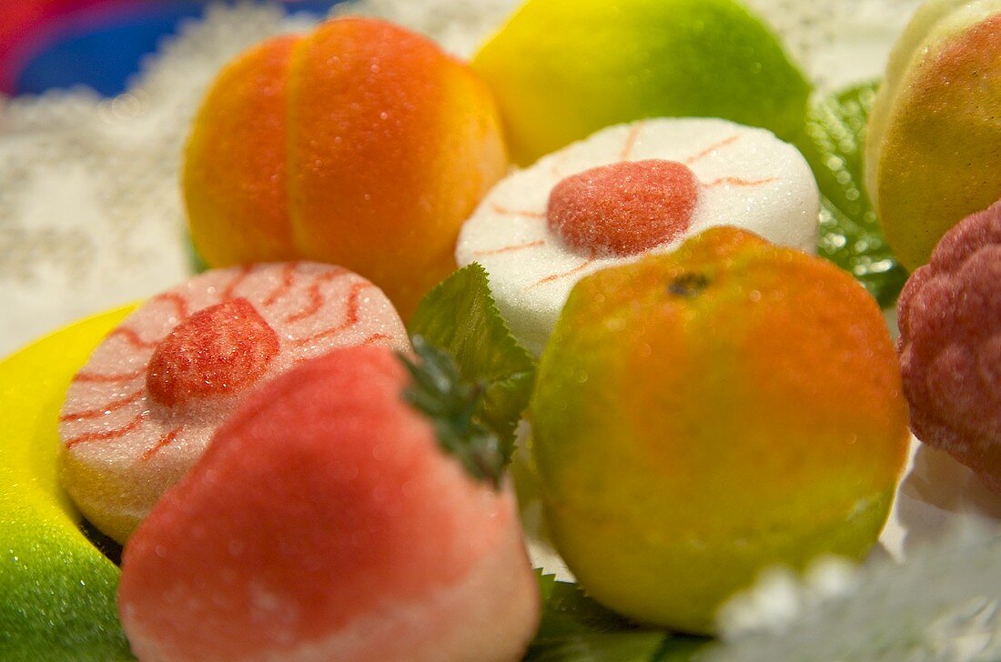 Fruit-shaped ice cream in a confectioner's display