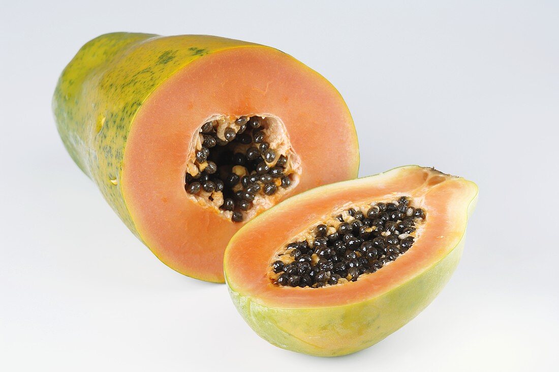 Two pieces of papaya