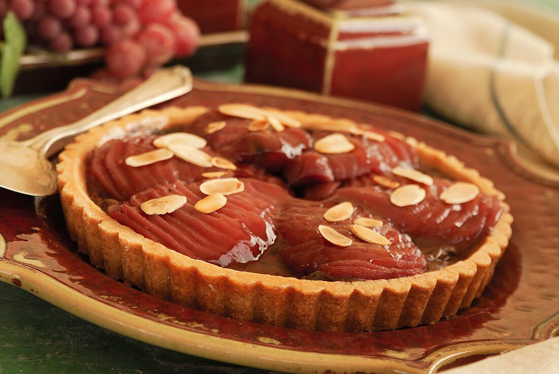 Chocolate pear tart