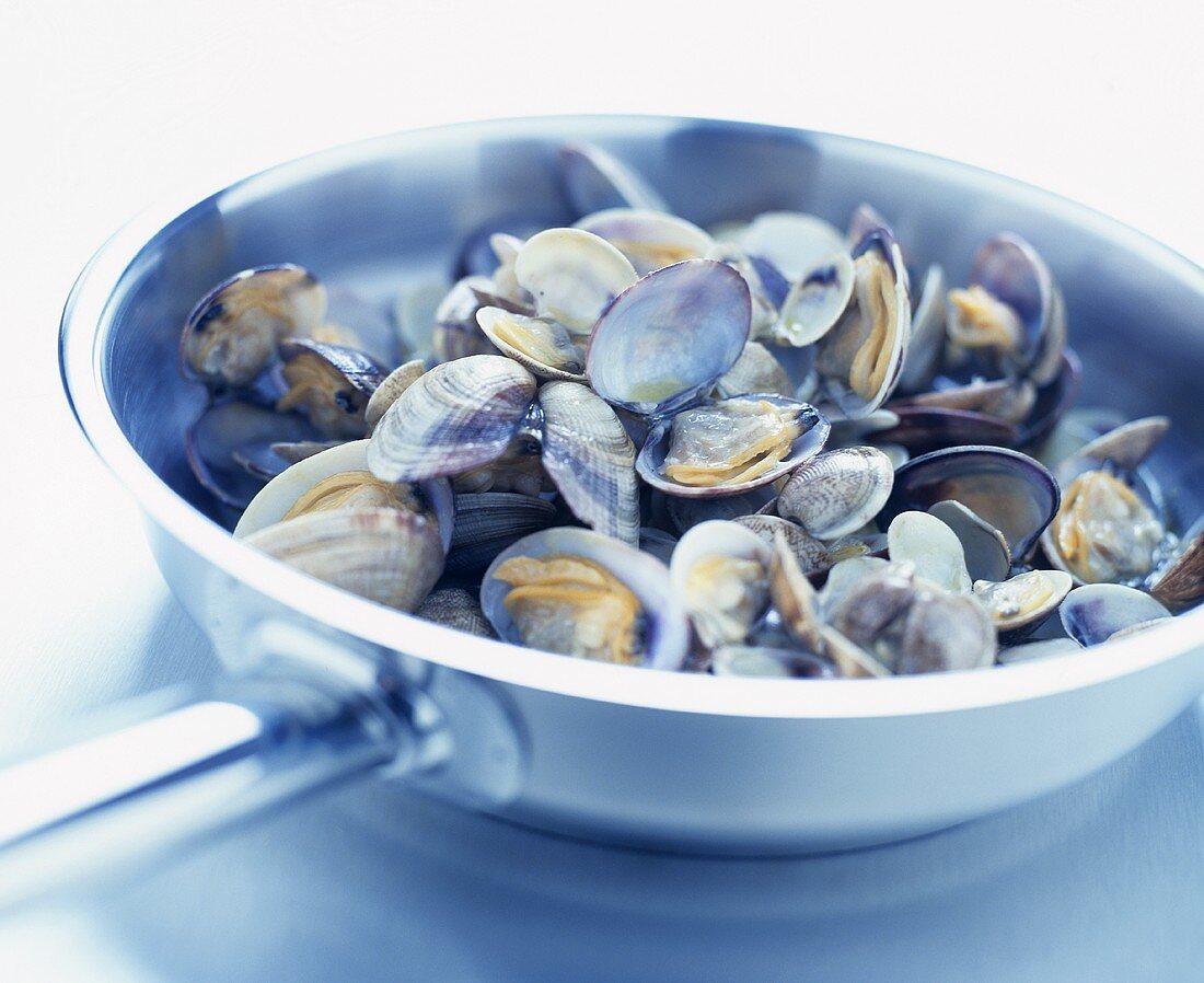 Clams in a frying pan