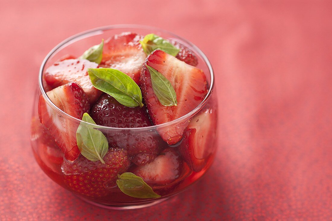 Strawberry salad with basil and black pepper