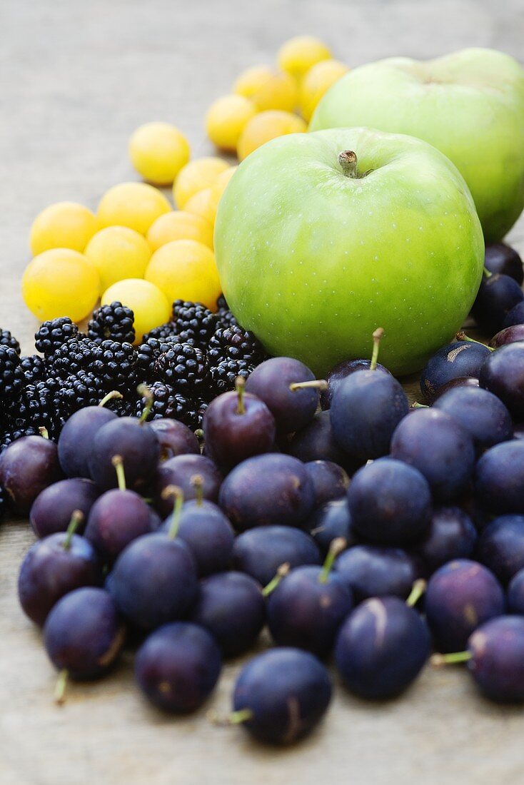 Zwetschgen, Brombeeren, Äpfel und Mirabellen