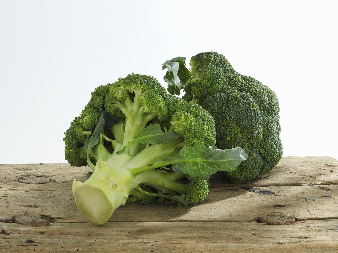 Fresh broccoli on a wooden board