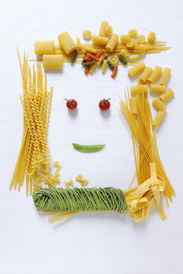 Amusing face made from pasta