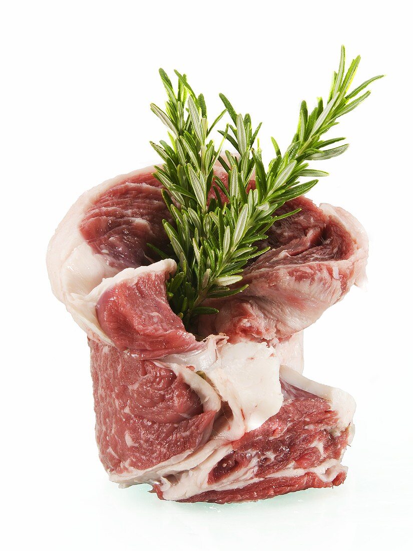 Raw Beef Rib Steak with Fresh Rosemary