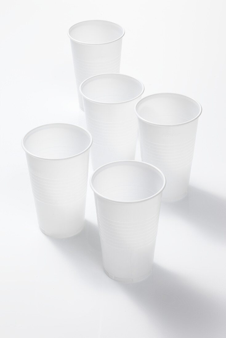 Several empty plastic cups